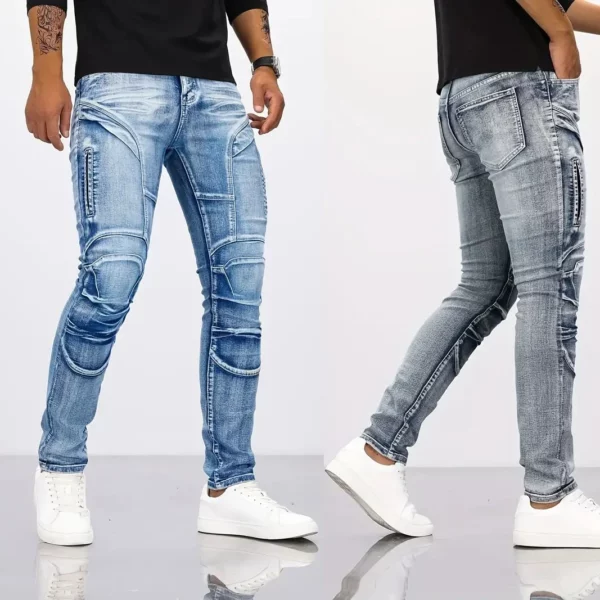 Jeans Men's Straight Leg Denim Pants Slim Fit Long Pants High Street Classic - Image 2