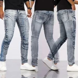 Jeans Men's Straight Leg Denim Pants Slim Fit Long Pants High Street Classic
