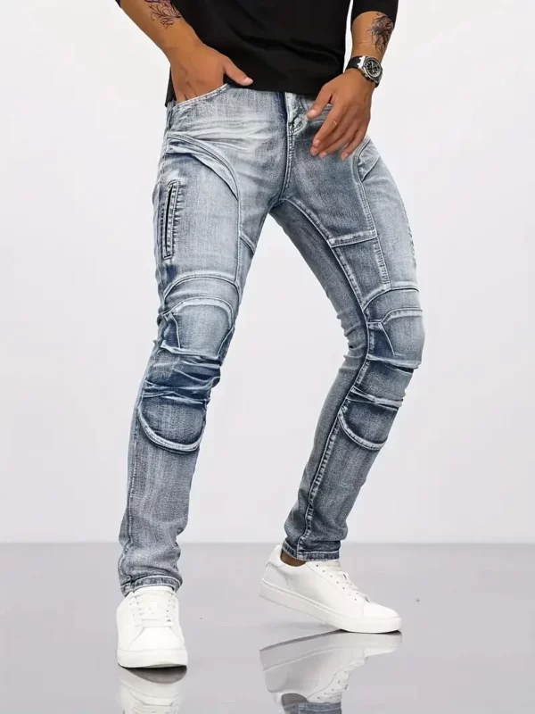 Jeans Men's Straight Leg Denim Pants Slim Fit Long Pants High Street Classic - Image 4