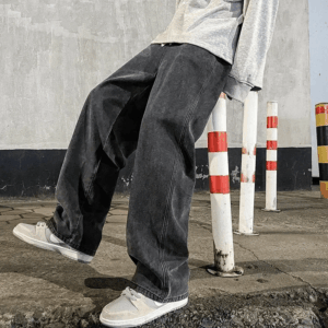 Streetwear Loose Jeans Men Loose Straight Wide Leg Pants Men's