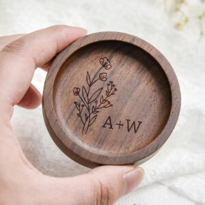 Custom Round Wood Ring Dish, Engagement Ring Holder, Personalized Wedding Ring Dish, Wedding Gift