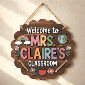 Personalized 3D Teacher Sign, Custom Teacher Door Sign, Teacher Office Door Hanger, Teacher Welcome Sign