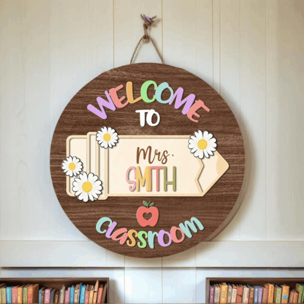 Personalized Teacher Gifts, 3D Teacher Door Sign, Teacher Welcome Sign, Classroom Door Sign