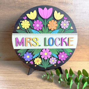 Custom Teacher 3D Flower Door Sign, Classroom Welcome Sign, Back to School, Teacher Floral Door Hanger