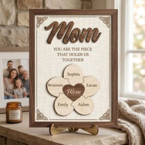Custom Mom Puzzle Frame,You Are The Piece That Holds Us Together,Mom Puzzle Piece Wood Sign,Mother Day Keepsake,Grandma Gift,Gift For Mommy