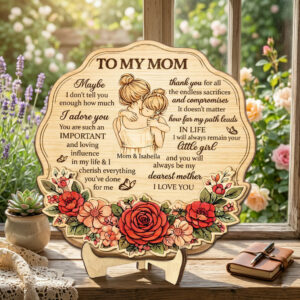 Personalized Mom Heart Wooden Sign Frame, Custom Name, Gift For Mom, Mother's Day Gift From Kids, Mom Birthday Gift, Gift From Daughter