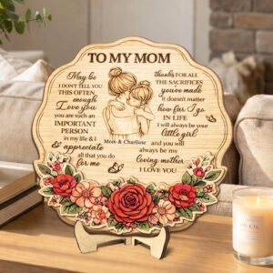 Personalized Mom Heart Wooden Sign Frame, Custom Name, Gift For Mom, Mother'S Day Gift From Kids, Mom Birthday Gift, Gift From Daughter