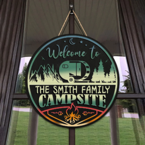 Personalized Campsite Wooden Sign: Custom Family Name