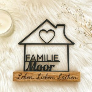 Family Sign Personalized With Name & Heart Family Gift, Wedding, Housewarming Gift