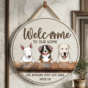 Custom Dog Name Printed Wood Sign, Personalized Pet Welcome Sign, Dog Owner Front Door Decor, Modern Farmhouse Wall Art