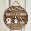 Personalized Dog Wood Welcome Sign Printed Custom Front Door Decor Funny Dog Lover Housewarming Gift Unique Family Plaque