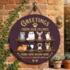 Personalized Greetings From Our Felines Wood Sign Custom Cat Names And Illustrations Wall Art Purr-Sons Reside Here Funny Pet Owner Hanging Decor