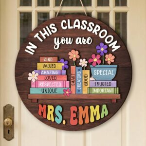 Personalized In This Classroom You Are Sign Custom Teacher Name Wooden Door Decor