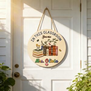 Personalized In This Classroom You Are Sign Custom Teacher Name Book Lover Wood Decor Wooden Welcome Sign Appreciation Gift