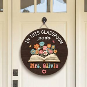 Personalized In This Classroom You Are Sign Vintage Bookshelf Classroom Door Hanger Welcome Sign Appreciation Gift