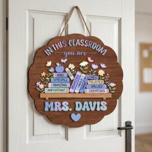 Personalized In This Classroom You Are Sign Custom Teacher Name Book Shelf Decor Appreciation Gift Wooden Welcome