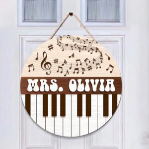 Personalized Music Teacher Name Sign Custom Wooden Piano Key Door Hanger Music Room Classroom Decor Gift For Music Instructor