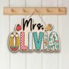 Personalized Teacher Name Sign Custom Teacher Wood Decor With Patterned Letters Appreciation Gift Wood Sign For Classroom Door