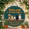 Personalized This House Is Ruled By Loved By Us Wood Sign Custom Dog And Cat Names Wall Art Funny Multi Pet Owner Entryway Door Decor