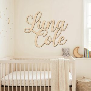 Custom First And Middle Or Last Name Wood Sign For Kids Room Wall Decor Personalized 3D Wooden Letters For Nursery And Childrens Bedroom Birthday Gift