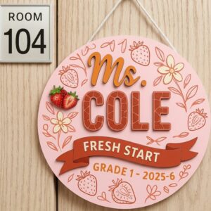 Custom Classroom Teacher Name Sign, Personalized Wooden Door Plaque, Cute School Wall Decor, Teacher Appreciation Gift For Back To School - Style 1