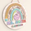 Custom Classroom Teacher Name Sign, Personalized Wooden Door Plaque, Cute School Wall Decor, Teacher Appreciation Gift For Back To School - Style 17