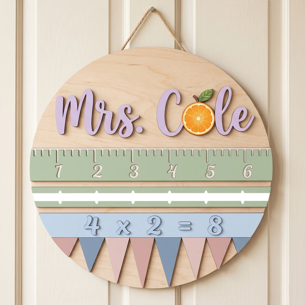 Custom Classroom Teacher Name Sign, Personalized Wooden Door Plaque, Cute School Wall Decor, Teacher Appreciation Gift For Back To School - Style 4