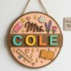 Custom Classroom Teacher Name Sign, Personalized Wooden Door Plaque, Cute School Wall Decor, Teacher Appreciation Gift For Back To School - Style 6