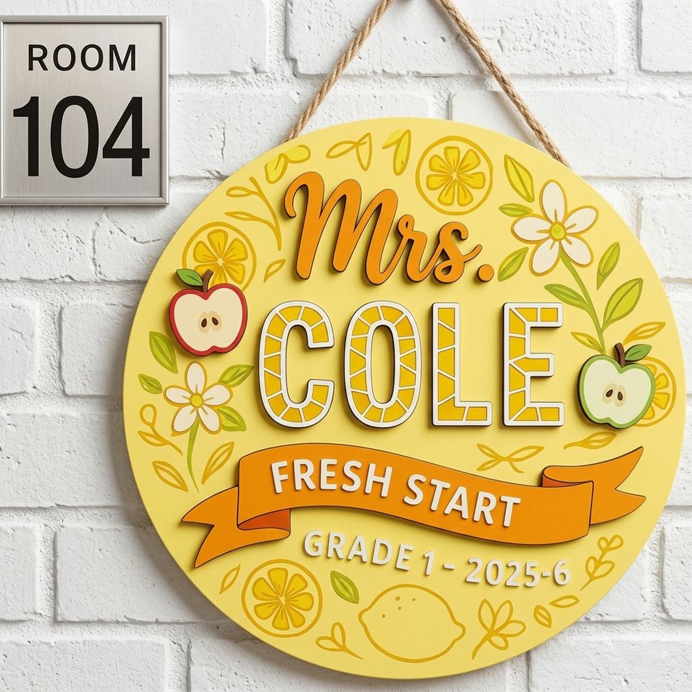 Custom Classroom Teacher Name Sign, Personalized Wooden Door Plaque, Cute School Wall Decor, Teacher Appreciation Gift For Back To School - Style 8
