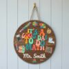 Custom Math Teacher Name Wood Sign, Personalized Classroom Door Hanger, Wooden Wall Decor For Math Classroom, Teacher Appreciation Back To School Gift - Style 3