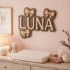 Custom Wood Name Sign For Baby Nursery Personalized 3D Wooden Letters Wall Decor For Girls With Cute Bows Baby Name Plaque Wood - View 2