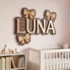 Custom Wood Name Sign For Baby Nursery Personalized 3D Wooden Letters Wall Decor For Girls With Cute Bows Baby Name Plaque Wood - View 5
