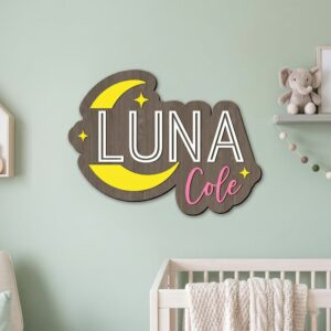 Custom Wooden Name Sign Plaque For Kids Room Wall Decor Personalized 3D Wood Letters For Nursery Childrens Bedroom Unique Birthday Gift Idea - Style 1