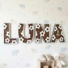 Custom Wooden Name Sign With Multiple Design Patterns For Kids Room Personalized 3D Wood Letters For Nursery And Childrens Bedroom Wall Decor Baby Gift - Style 1