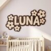 Custom Wooden Name Sign With Multiple Design Patterns For Kids Room Personalized 3D Wood Letters For Nursery And Childrens Bedroom Wall Decor Baby Gift - Style 2