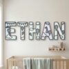 Custom Wooden Name Sign With Multiple Design Themes For Kids Room Personalized 3D Wood Letters For Nursery And Childrens Bedroom Wall Decor Baby Gift - Style 17