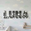 Custom Wooden Name Sign With Multiple Design Themes For Kids Room Personalized 3D Wood Letters For Nursery And Childrens Bedroom Wall Decor Baby Gift - Style 19