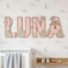 Custom Wooden Name Sign With Multiple Design Themes For Kids Room Personalized 3D Wood Letters For Nursery And Childrens Bedroom Wall Decor Baby Gift - Style 2