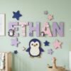 Custom Wooden Name Sign With Patterned Letters For Kids Room Wall Decor Personalized 3D Wood Nameplate For Nursery And Childrens Bedroom Unique Gift - Style 1