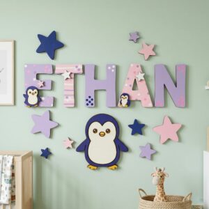 Custom Wooden Name Sign With Patterned Letters For Kids Room Wall Decor Personalized 3D Wood Nameplate For Nursery And Childrens Bedroom Unique Gift - Style 1