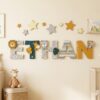 Custom Wooden Name Sign With Patterned Letters For Kids Room Wall Decor Personalized 3D Wood Nameplate For Nursery And Childrens Bedroom Unique Gift - Style 2