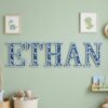 Custom Wooden Name Sign With Patterned Letters For Kids Room Wall Decor Personalized 3D Wood Nameplate For Nursery And Childrens Bedroom Unique Gift - Style 6