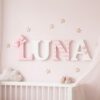 Personalized 3D Wood Name Sign For Kids Wall Decor Custom Wooden Letters With Whimsical Illustration Icons For Childrens Bedroom Nursery Baby Gift - Style 4