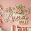 Personalized 3D Wooden Name Sign For Nursery Custom Floral Wall Decor Layered Wood Letters For Baby Girl Room Above Crib Flower Sign Baby Gift - Style 3