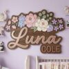 Personalized 3D Wooden Name Sign For Nursery Custom Floral Wall Decor Layered Wood Letters For Baby Girl Room Above Crib Flower Sign Baby Gift - Style 4