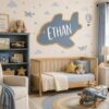 Personalized Airplane Wood Name Sign For Nursery Wall Decor Custom Wooden Aircraft Nameplate For Baby Boy Room Personalized Toddler Birthday Gift - View 2