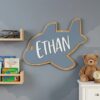 Personalized Airplane Wood Name Sign For Nursery Wall Decor Custom Wooden Aircraft Nameplate For Baby Boy Room Personalized Toddler Birthday Gift - View 4