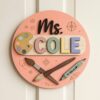 Personalized Art Teacher Door Sign, Custom Wooden Classroom Name Plaque, Creative School Wall Hanging, Teacher Appreciation Back To School Gift - Style 1