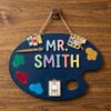 Personalized Art Teacher Door Sign, Custom Wooden Classroom Name Plaque, Creative School Wall Hanging, Teacher Appreciation Back To School Gift - Style 2
