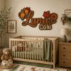 Personalized Autumn Floral Wood Name Sign For Nursery Custom Maple Leaf And Sunflower Wooden Wall Art Fall Theme Baby Girl Room Decor New Baby Gift - View 3
